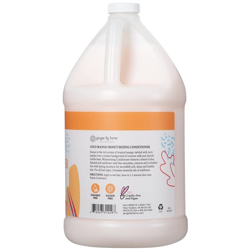 Ginger Lily Farms Botanicals Moisturizing Conditioner for All Hair Types, Coco Mango, 100% Vegan & Cruelty-Free, Coconut Mango Scent, 1 Gallon Refill - Image 3